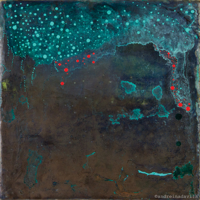 Falling, Encaustic Mixed Media